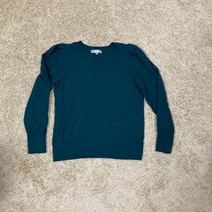 Dark Green Sweater, puff shoulder